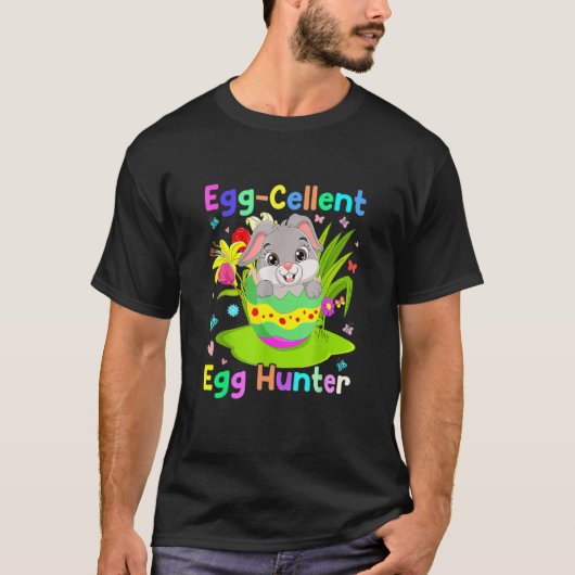Egg Cellent Egg Hunter Bunny Easter Day T-Shirt (Vorderseite)
