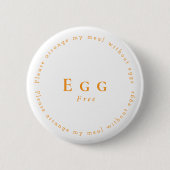 Egg-Free Request Badge, White - Orange Button (Vorderseite)