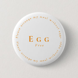 Egg-Free Request Badge, White - Orange Button