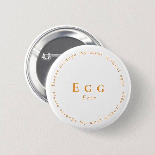 Egg-Free Request Badge, White - Orange Button (Vorne & Hinten)