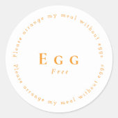 Egg-Free Request Sticker, White - Orange Runder Aufkleber (Vorderseite)