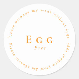 Egg-Free Request Sticker, White - Orange Runder Aufkleber