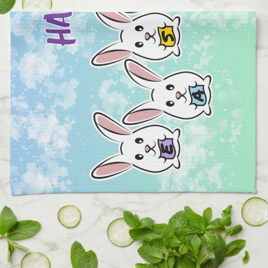 Egg Gestaltete Osterkaninchen Geschirrtuch (Gefaltet)