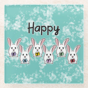 Egg Gestaltete Osterkaninchen Glasuntersetzer