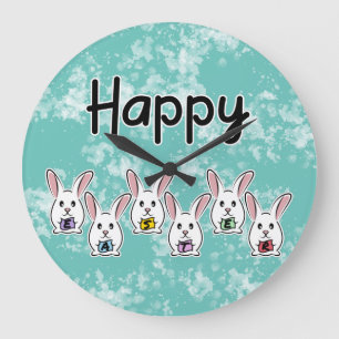 Egg Gestaltete Osterkaninchen Große Wanduhr
