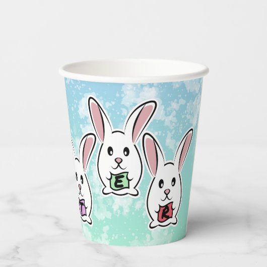 Egg Gestaltete Osterkaninchen Pappbecher (Rückseite)