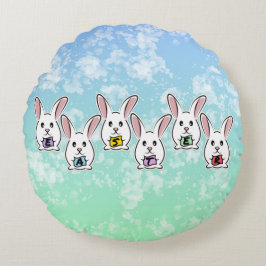 Egg Gestaltete Osterkaninchen Rundes Kissen