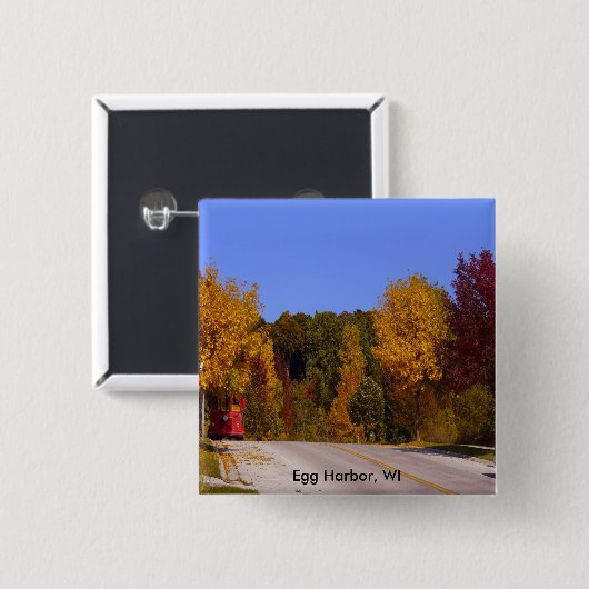 Egg Hafen, WI Herbstsaison mit Trolley Car Button (Vorne & Hinten)