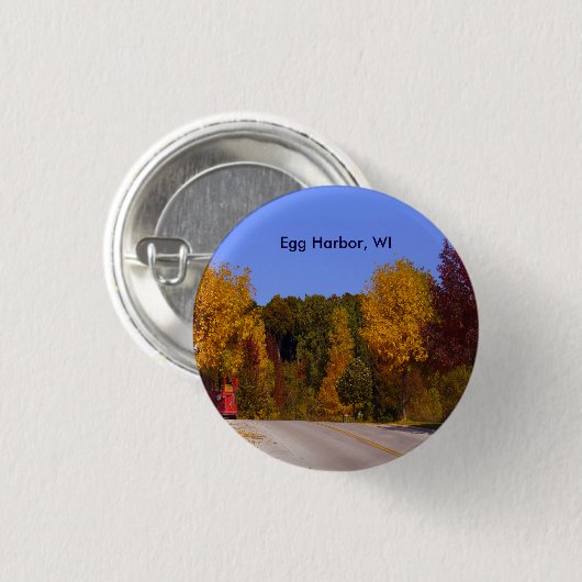 Egg Hafen, WI Herbstsaison mit Trolley Car Button (Vorne & Hinten)