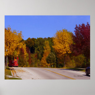 Egg Hafen, WI Herbstsaison mit Trolley Car Poster