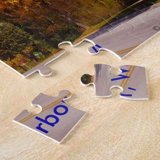 Egg Hafen, WI Herbstsaison mit Trolley Car Puzzle (Seite)