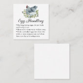 Egg Handling Care Instructions Floral Chicken Hen Quadratische Visitenkarte (Vorne/Hinten)