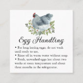Egg Handling Care Instructions Floral Chicken Hen Quadratische Visitenkarte (Vorderseite)
