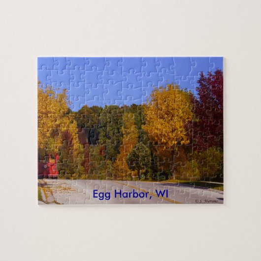 Egg Harbor, WI Herbstsaison mit Straßenbahn Puzzle (Horizontal)