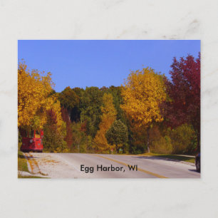 Egg Harbor, WI Herbstsaison & Straßenbahn Postkart Postkarte
