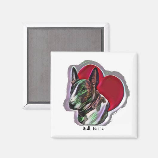 Egg Head White PopArt Bull Terrier Graphic Magnet (Vorderseite/Rückseite)