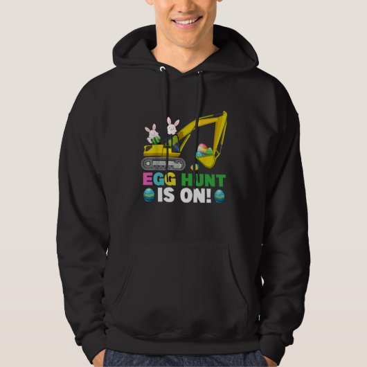 Egg Hunt Is On Excavator Easter Bunny Eggs Boys Ki Hoodie (Vorderseite)