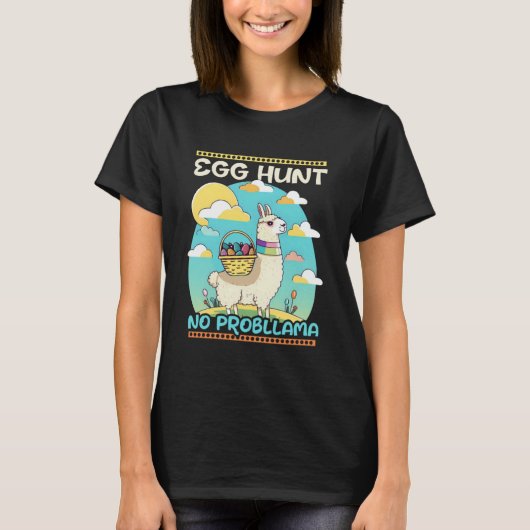 Egg Hunt Llama Christlich Ostern T-Shirt (Vorderseite)