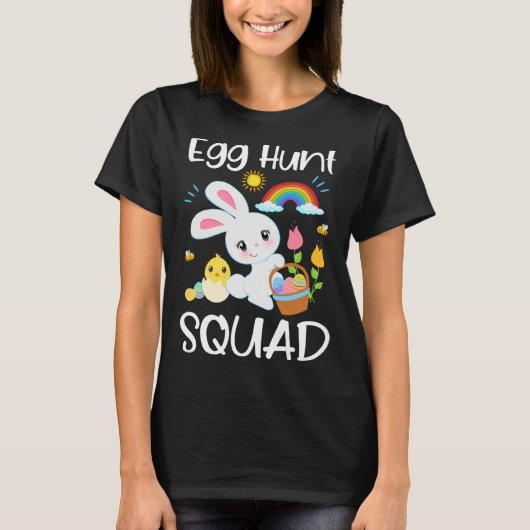 Egg Hunt Squad Cute Quote Easter Bunny Baby Chick  T-Shirt (Vorderseite)