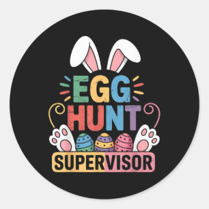 Egg Hunt Supervisor Bunny Paws Oster Party Matchi Runder Aufkleber