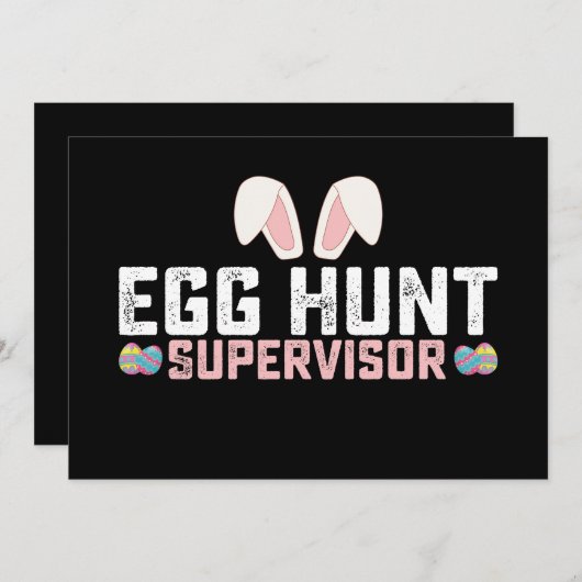 Egg Hunt Supervisor Funny Oaster Bunny Rabbit Einladung (Vorne/Hinten)