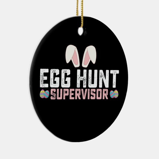 Egg Hunt Supervisor Funny Oaster Bunny Rabbit Keramik Ornament (Rechts)