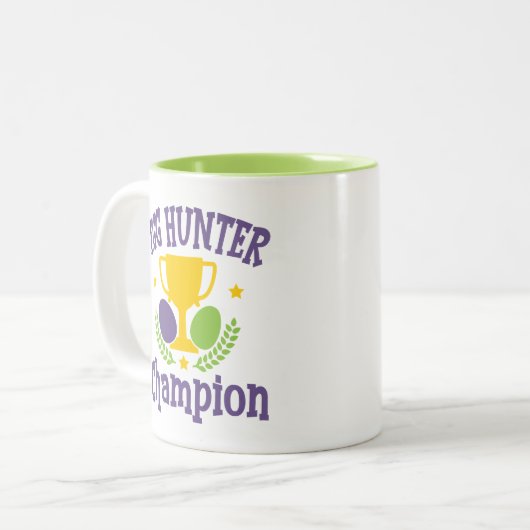 Egg Hunter Champion Moderner Osterurlaub Zweifarbige Tasse (Vorderseite Links)