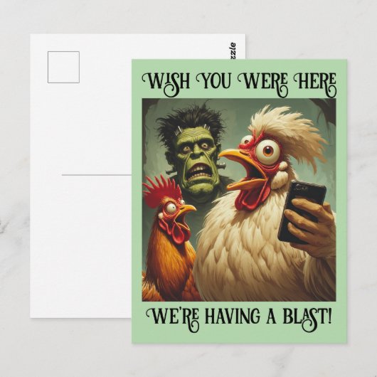 “Egg-less Encounter” Cheesy Chicken Postkarte (Vorne/Hinten)