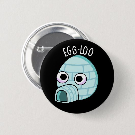 Egg-loo Funny Egg Pun Dark BG Button (Vorne & Hinten)