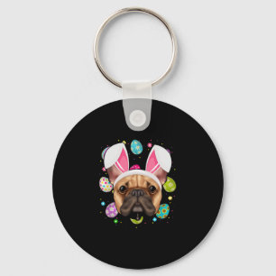Egg Lover Bunny Ear Französischer Bulldog Face Ost Schlüsselanhänger