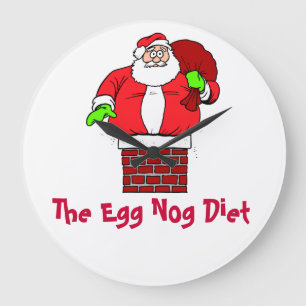 Egg Nog Diet Santa Clause Spaß Joke Große Wanduhr