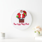 Egg Nog Diet Santa Clause Spaß Joke Große Wanduhr (Zuhause)