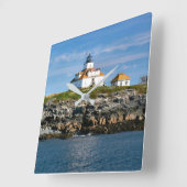 Egg Rock Lighthouse, Bar Harbour Maine Quadratische Wanduhr (Winkel)