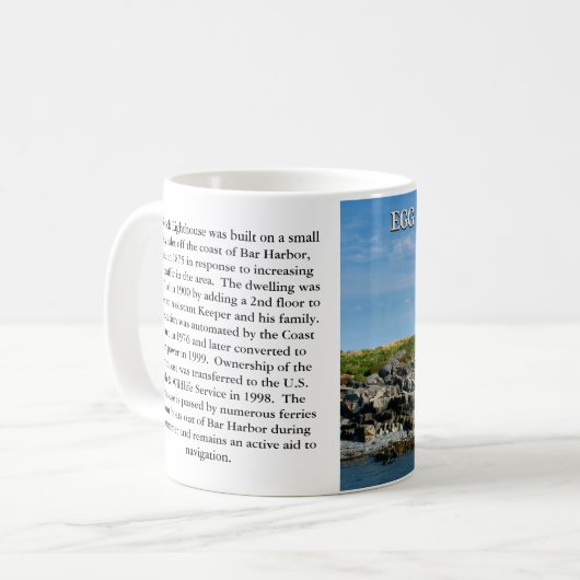 Egg Rock Lighthouse, Bar Harbour Maine Tasse (Vorderseite Links)