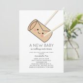 Egg Roll Kawaii Virtual Baby Dusche Einladung (Stehend Vorderseite)