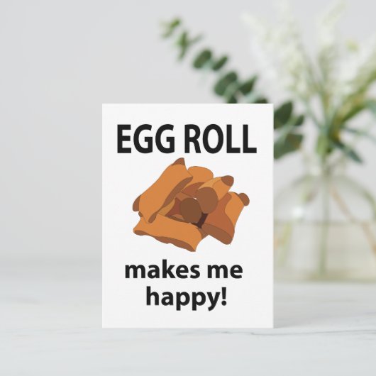 Egg Roll macht mich glücklich Ei Roll Postkarte (Stehend Vorderseite)