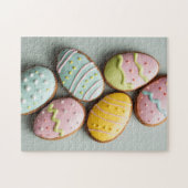 Egg-shaped Easter cookies with pastel icing Puzzle (Horizontal)
