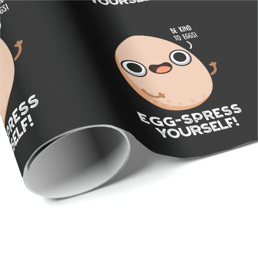 Egg spress Sie selbst Funny Egg Pun Dark BG Geschenkpapier (Rolleneckpunkt)