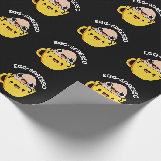 Egg-spresso Funny Egg Coffee Pun Dark BG Geschenkpapier (Ecke)