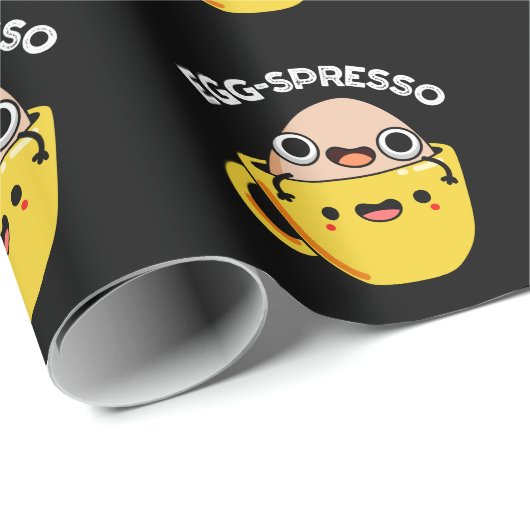 Egg-spresso Funny Egg Coffee Pun Dark BG Geschenkpapier (Rolleneckpunkt)