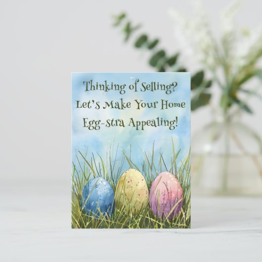 Egg-stra Appealing Real Anwesen Realty Marketing Postkarte (Stehend Vorderseite)