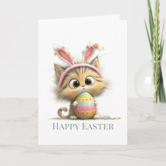 Egg-stra Cute Easter Cat Greeting Card Karte (Vorderseite)