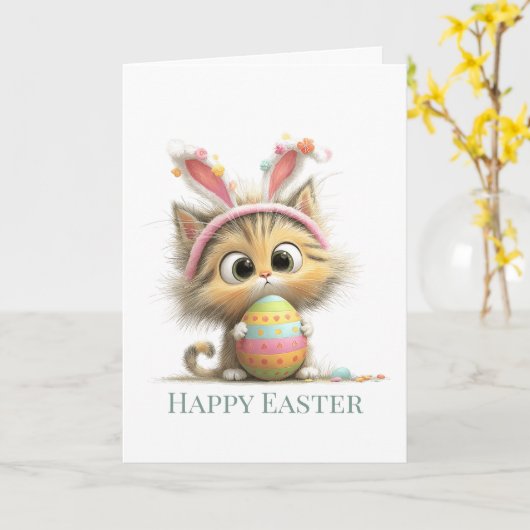 Egg-stra Cute Easter Cat Greeting Card Karte (Gelbe Blume)