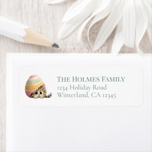 Egg-stra Cute Easter Cat Return Address Labels (Insitu)