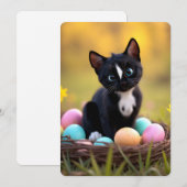 Egg-stra Niedlich: Felinis Springtime-Überraschung Feiertagskarte (Vorne/Hinten)
