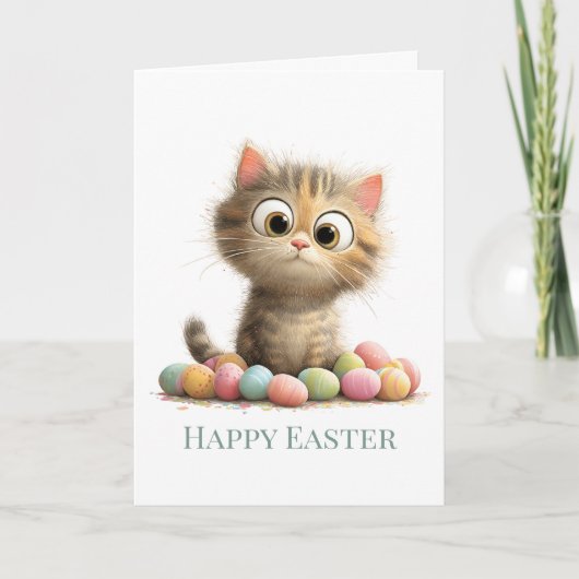 Egg-stra Silly Easter Cat Greeting Card Karte (Vorderseite)