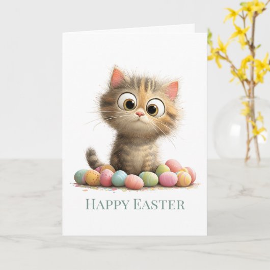 Egg-stra Silly Easter Cat Greeting Card Karte (Gelbe Blume)
