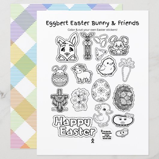 Eggbert Easter bunny and friends! Paper Sheet (Vorne/Hinten)