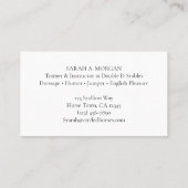 Eggbutt Snaffle Bit Equestrian Visitenkarte (Rückseite)