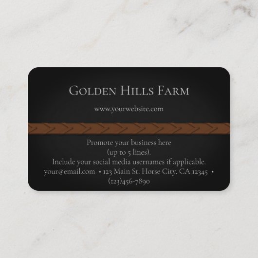 Eggbutt Snaffle Bit & Laced Reins Doppelmonogramm Visitenkarte (Rückseite)